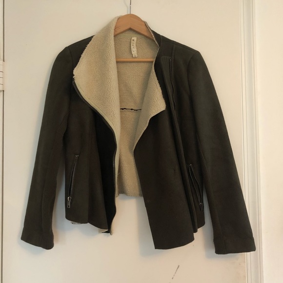 MURAL faux suede shearling moto jacket - Picture 2 of 4